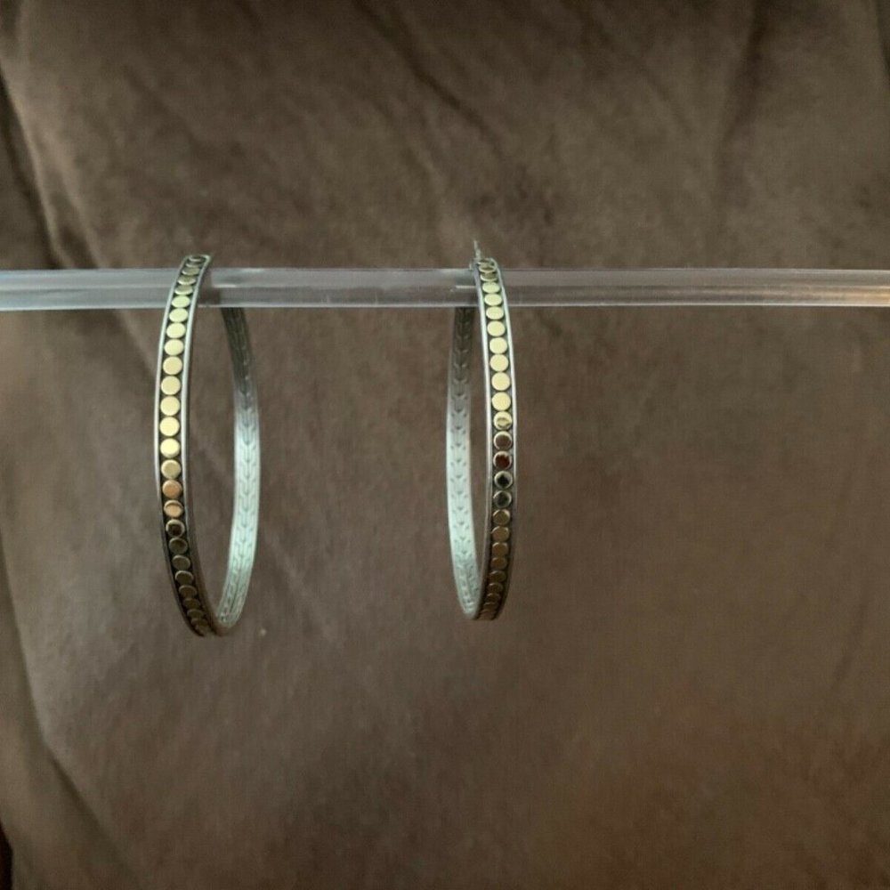 NEW Rare John Hardy New 18kt gold dot large hoop earrings, sterling silver